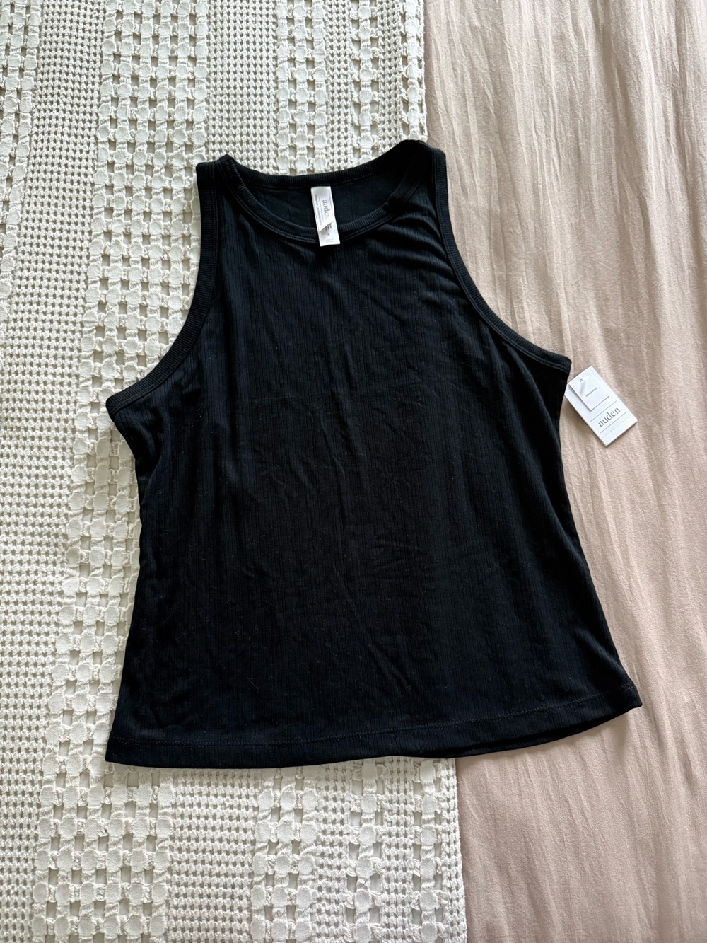 NEW Auden Black Ribbed Sleeveless Pajama Top Size M